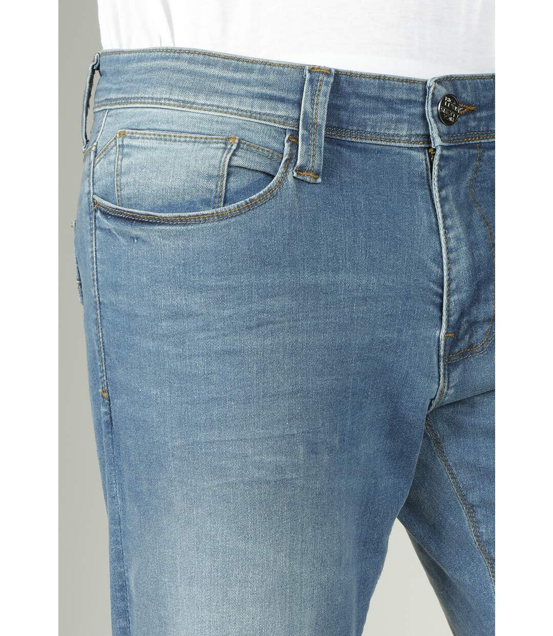 Jeans Fibreflex® coupe droite ajustée super stone washed denim