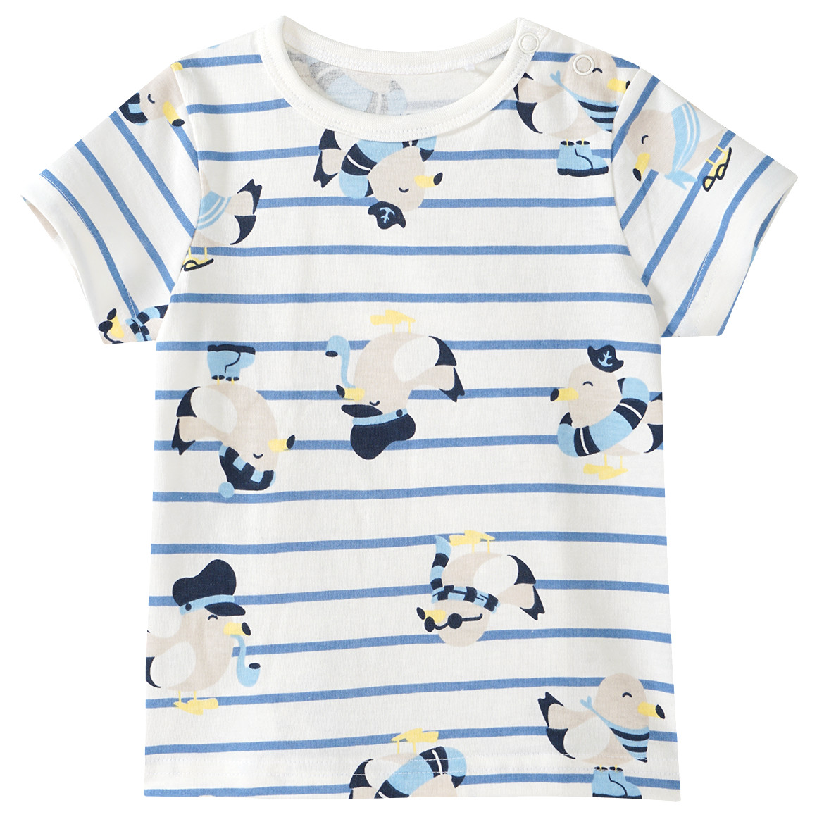 Topomini Baby Shorty mit Möwen-Allover weiss / dunkelblau
