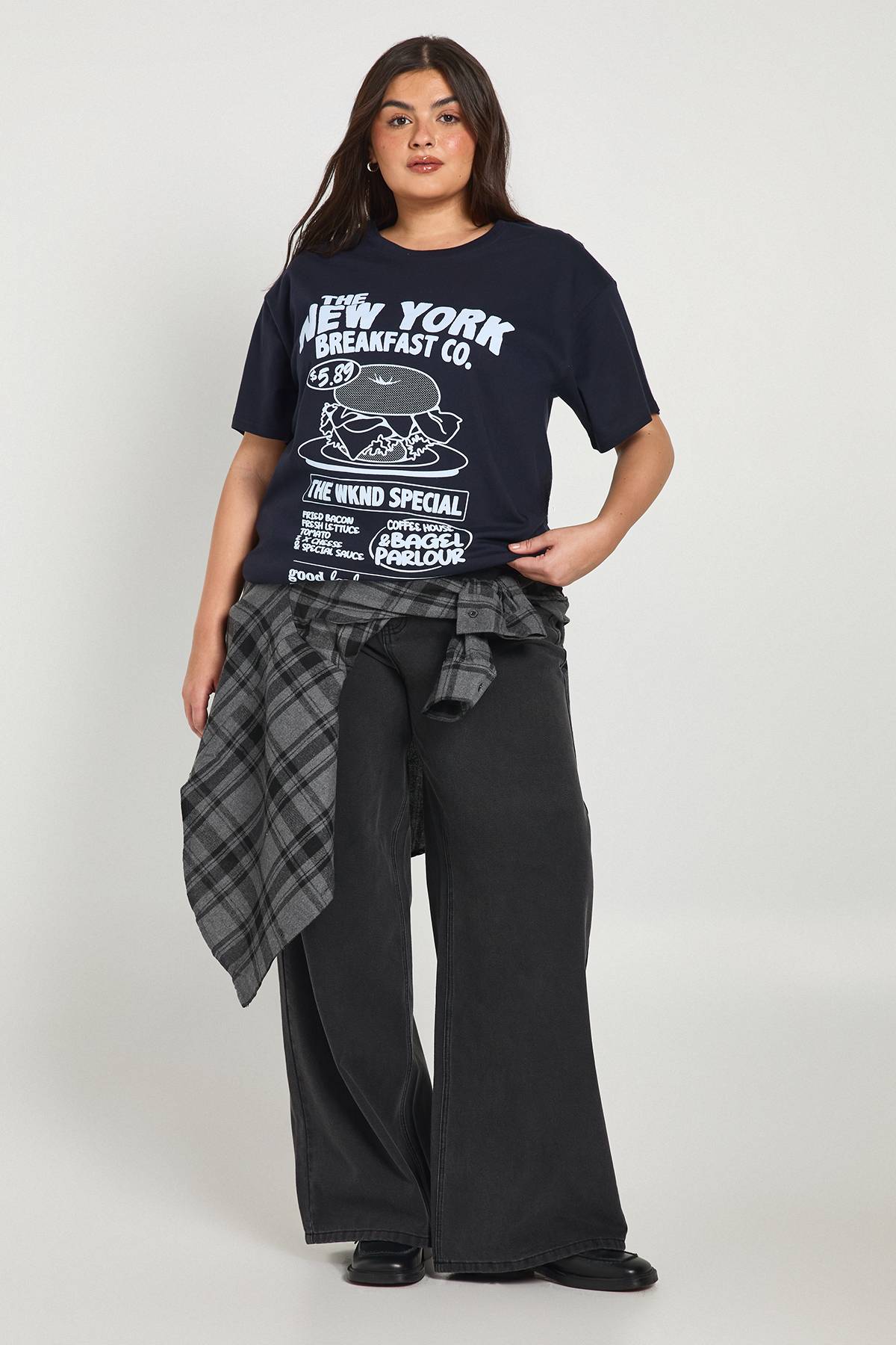 boohoo T-shirt Oversize Bagel New York Grande Taille