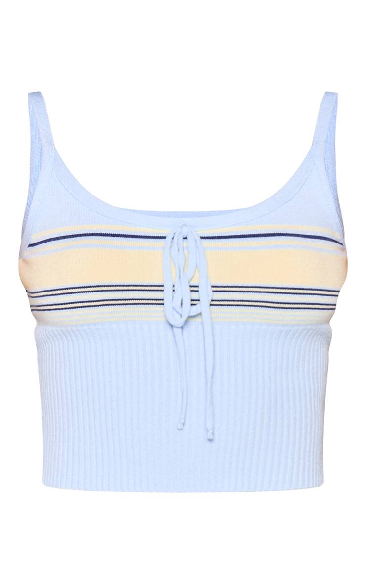 Bleu Layette Top Caraco En Maille À Rayures Avec Nœud Devant