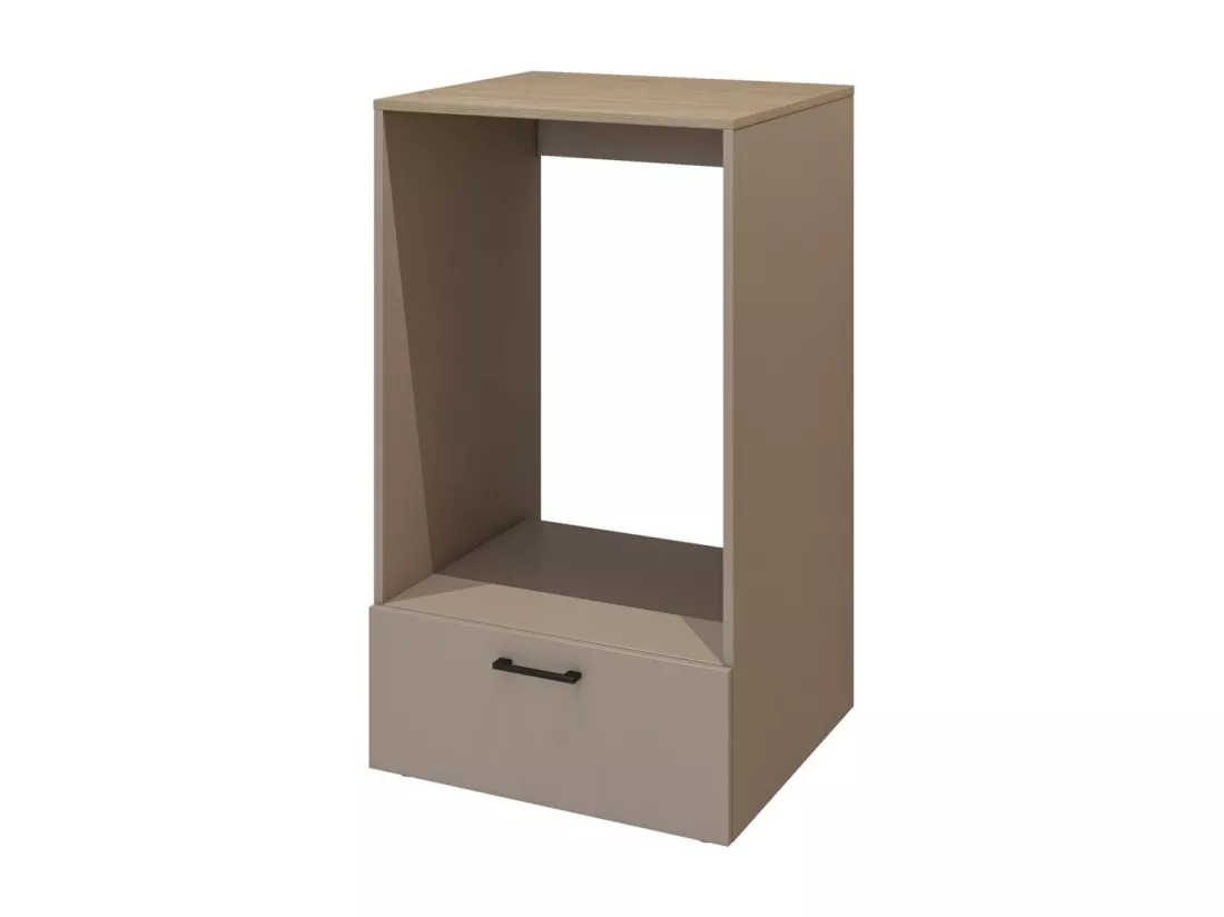 Meuble de rangement pour machine à laver collection WASHING – 1 tiroir – Taupe et chêne