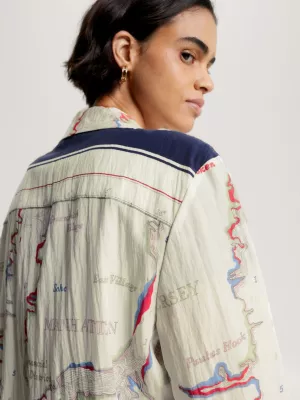 Camisa de modelagem relaxada com estampa de lenço