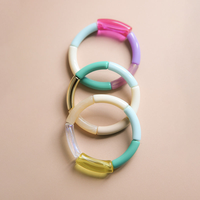 Armband Tube Set3 blau grün weiss gelb pink