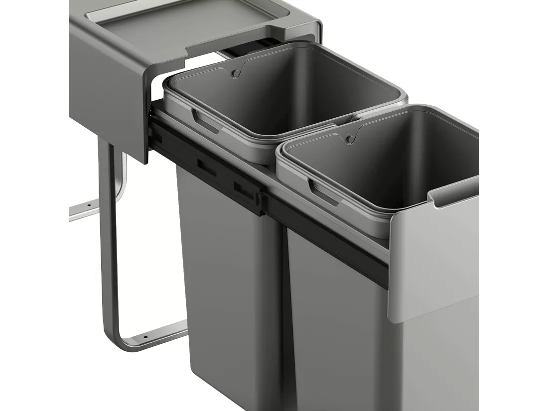 SVITA EM2x14 Poubelle encastrable 28L (2x14L) 2 compartiments avec couvercle système de séparation des déchets