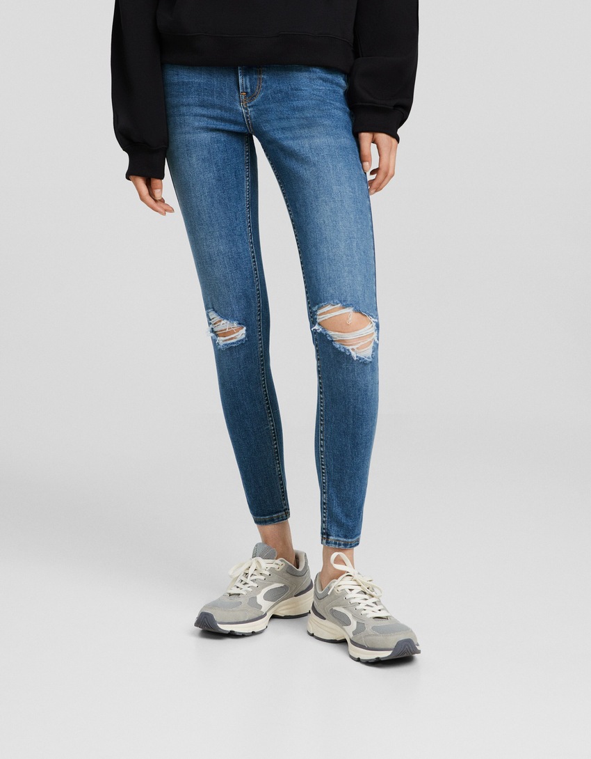 calça jeans skinny vintage de cintura baixa