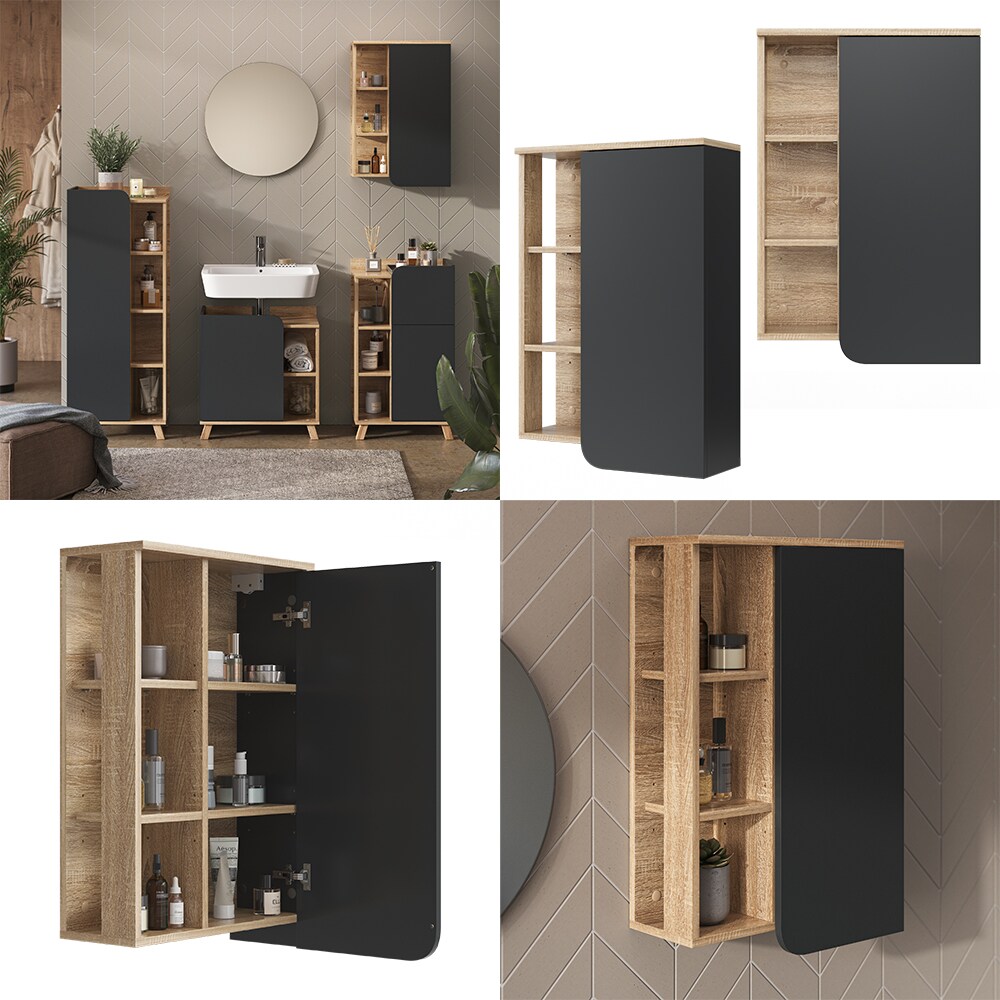 Vicco Hängeschrank Karen Sonoma Anthrazit 50 x 75 cm Tür offene Fächer