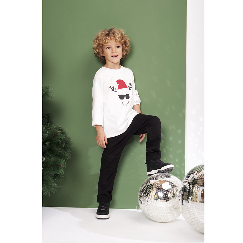 T-shirt manches longues en coton avec visuel ludique Noël