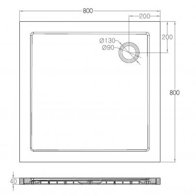 Mueller Splash luxe douchebak 80x80x4cm wit