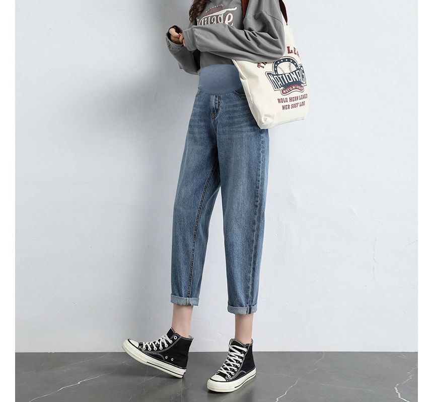 Aestering - Zwangerschapsbroek met hoge taille en gewassen baggy jeans