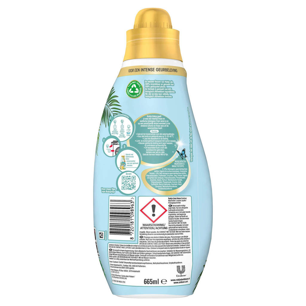 Lekker zomersvloeibaar wasmiddel Color Kokos - 6 x 19 wasbeurten - 114 wasbeurten