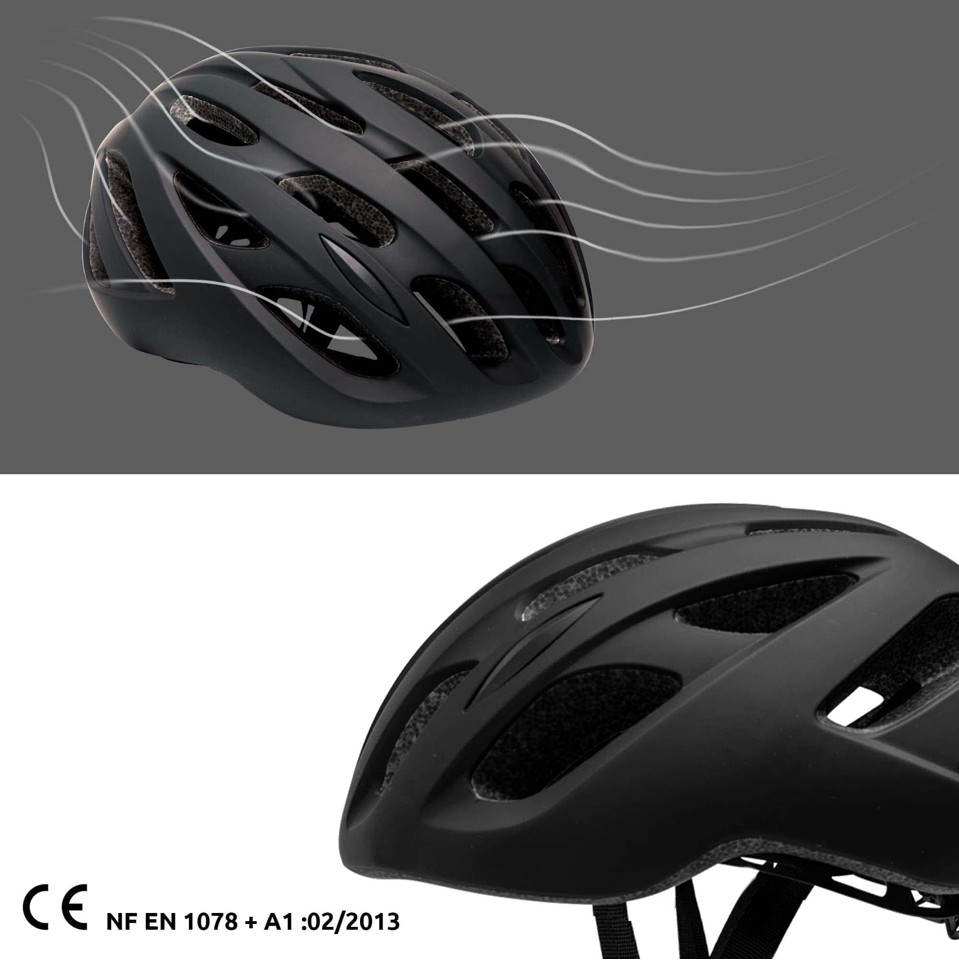 Crazy Safety - Cykelhjelm til voksne - Mat sort (54-59cm)