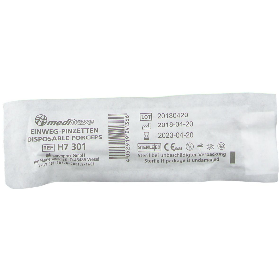 FRANK® Einmalpinzette aus Kunststoff steril 12,5 cm