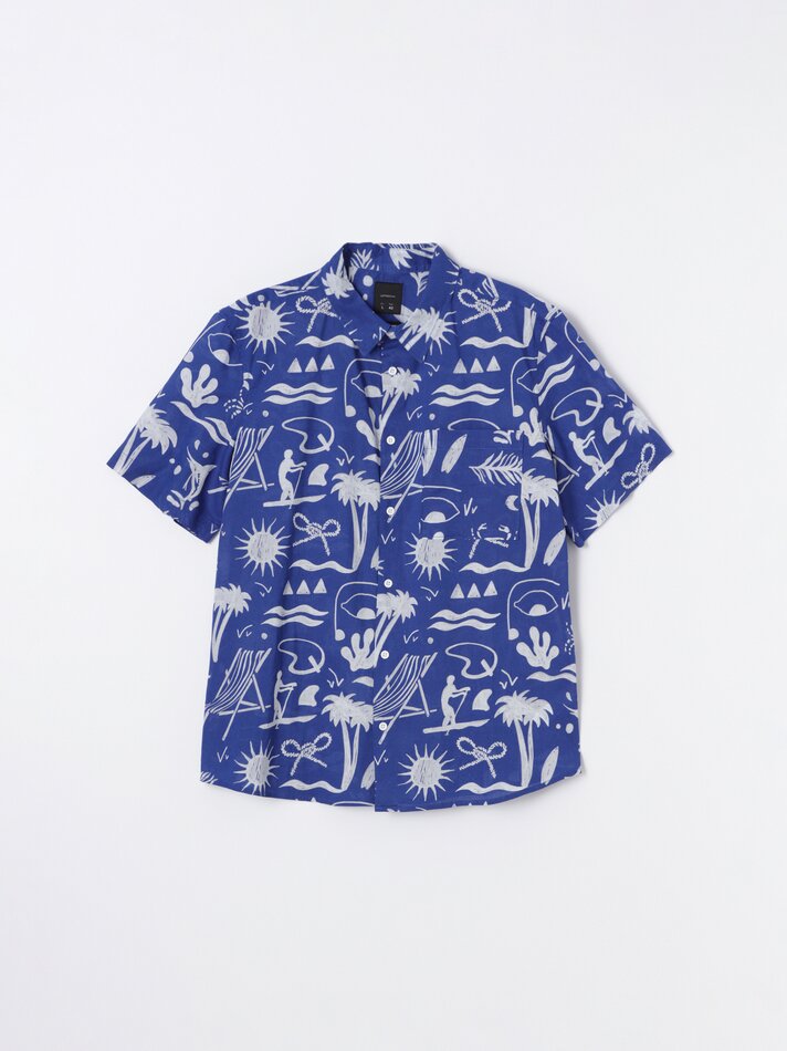 Camisa estampada - Azul médio