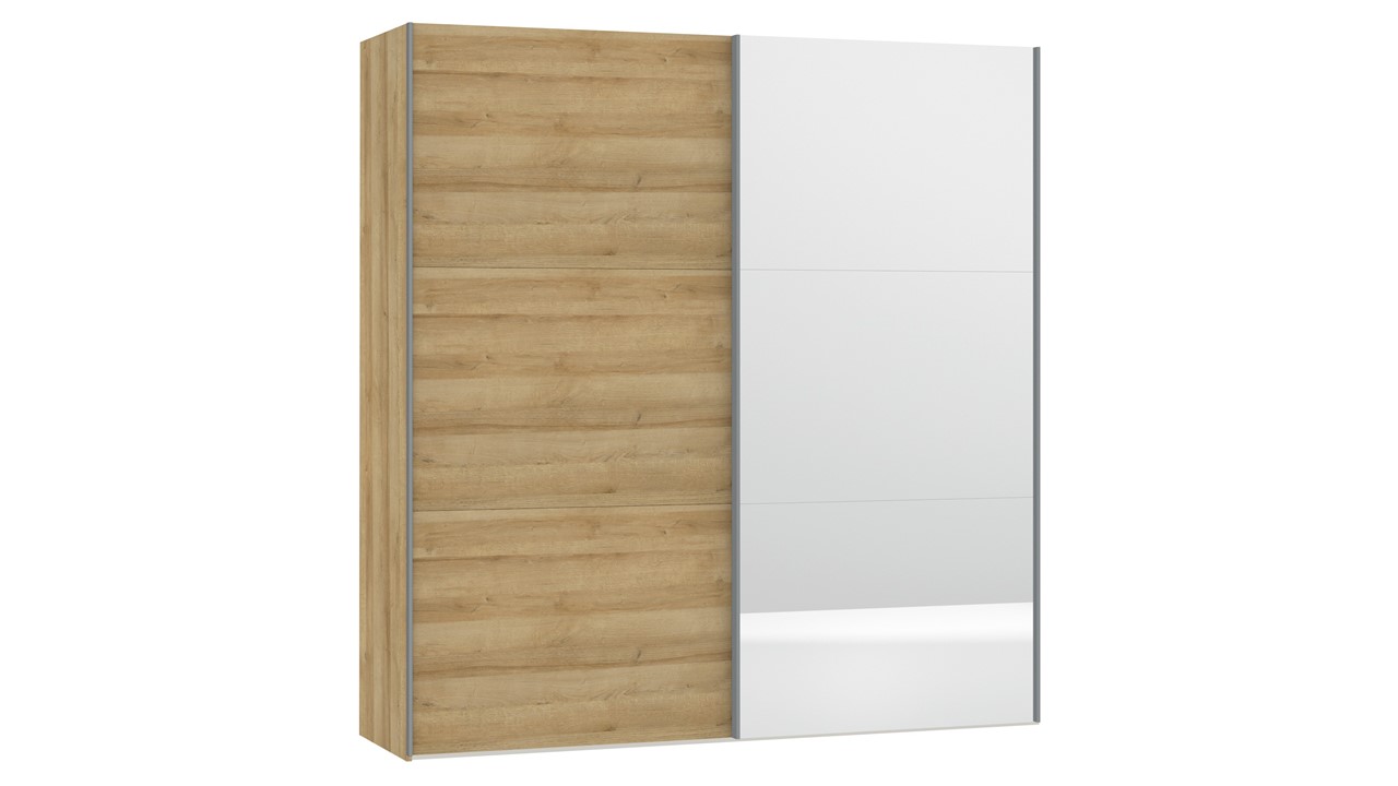 Schuifdeurkast Kixx met hout- en spiegeldeuren eiken