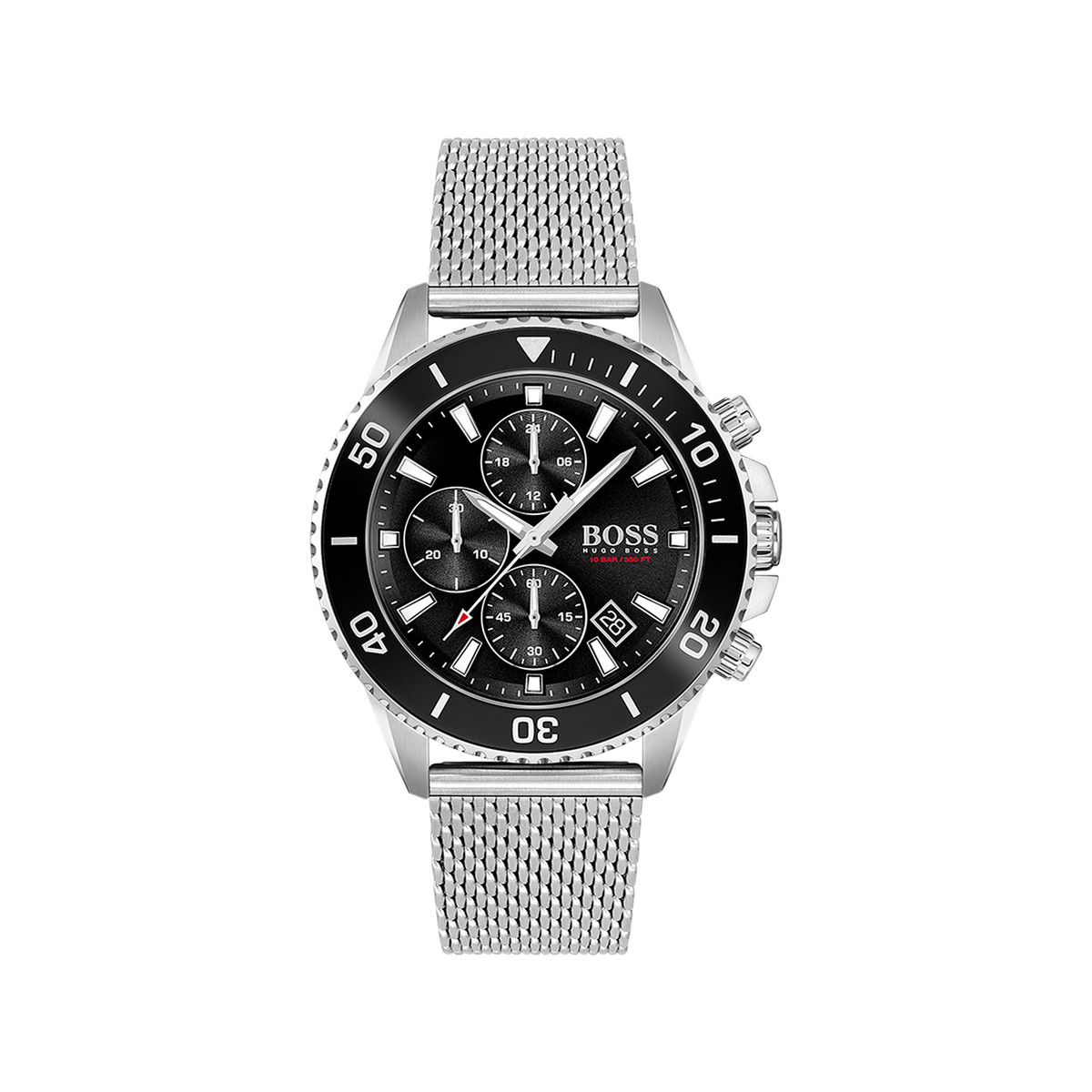 Montre Boss homme chronographe acier maille milanaise