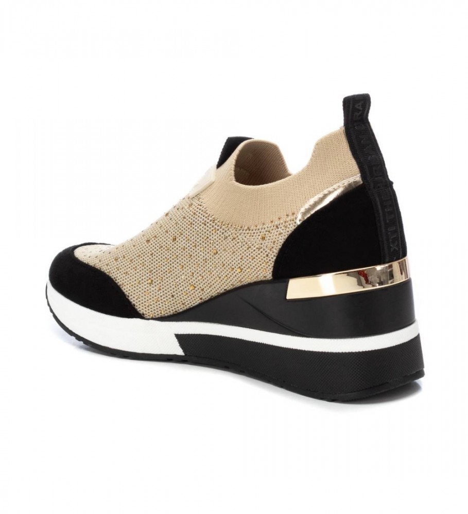 Tênis Xti 141575 bege - Salto plataforma de 6 cm -