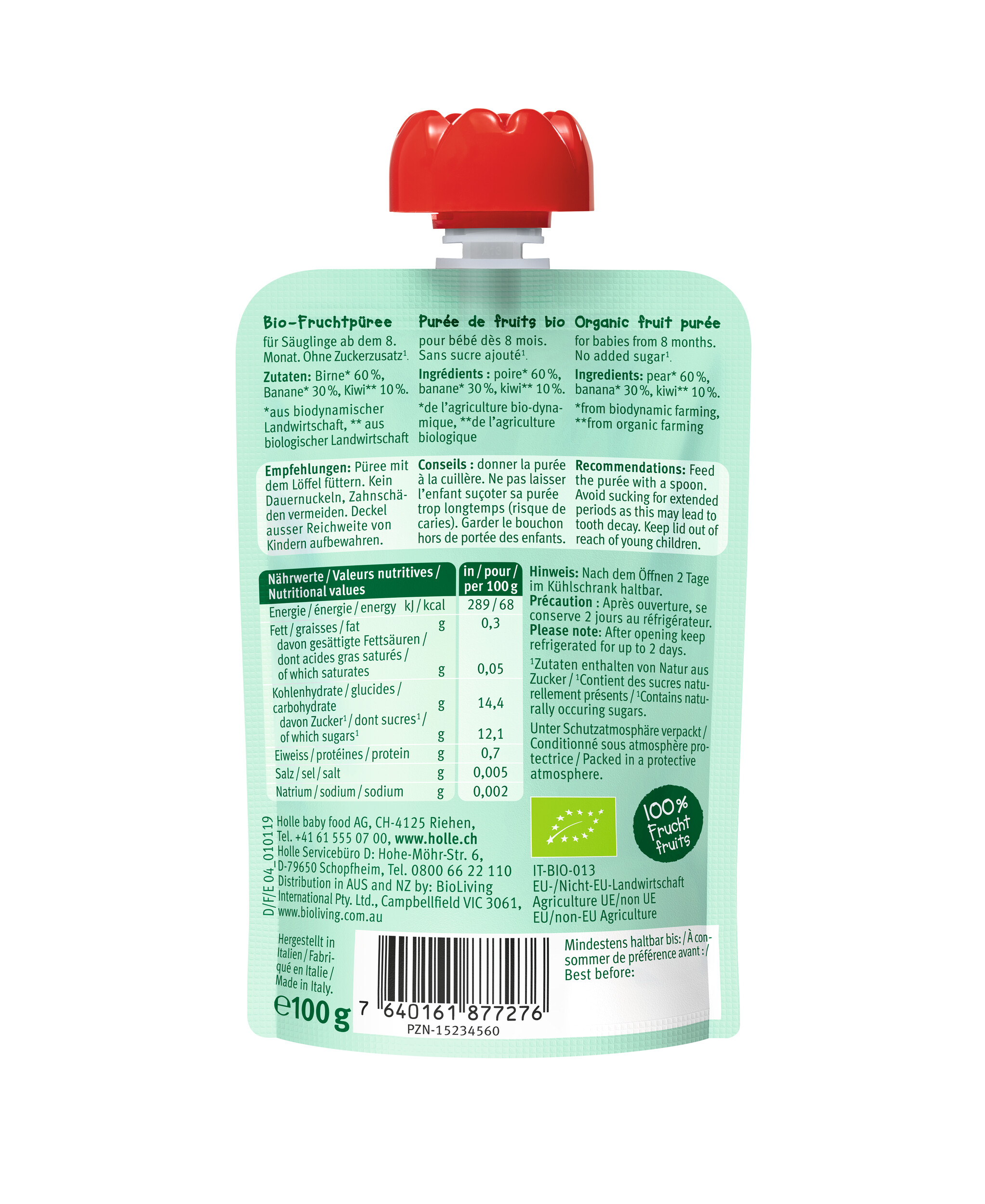 HOLLE Kiwi Koala - Pouchy Birne & Banane mit Kiwi 100 g