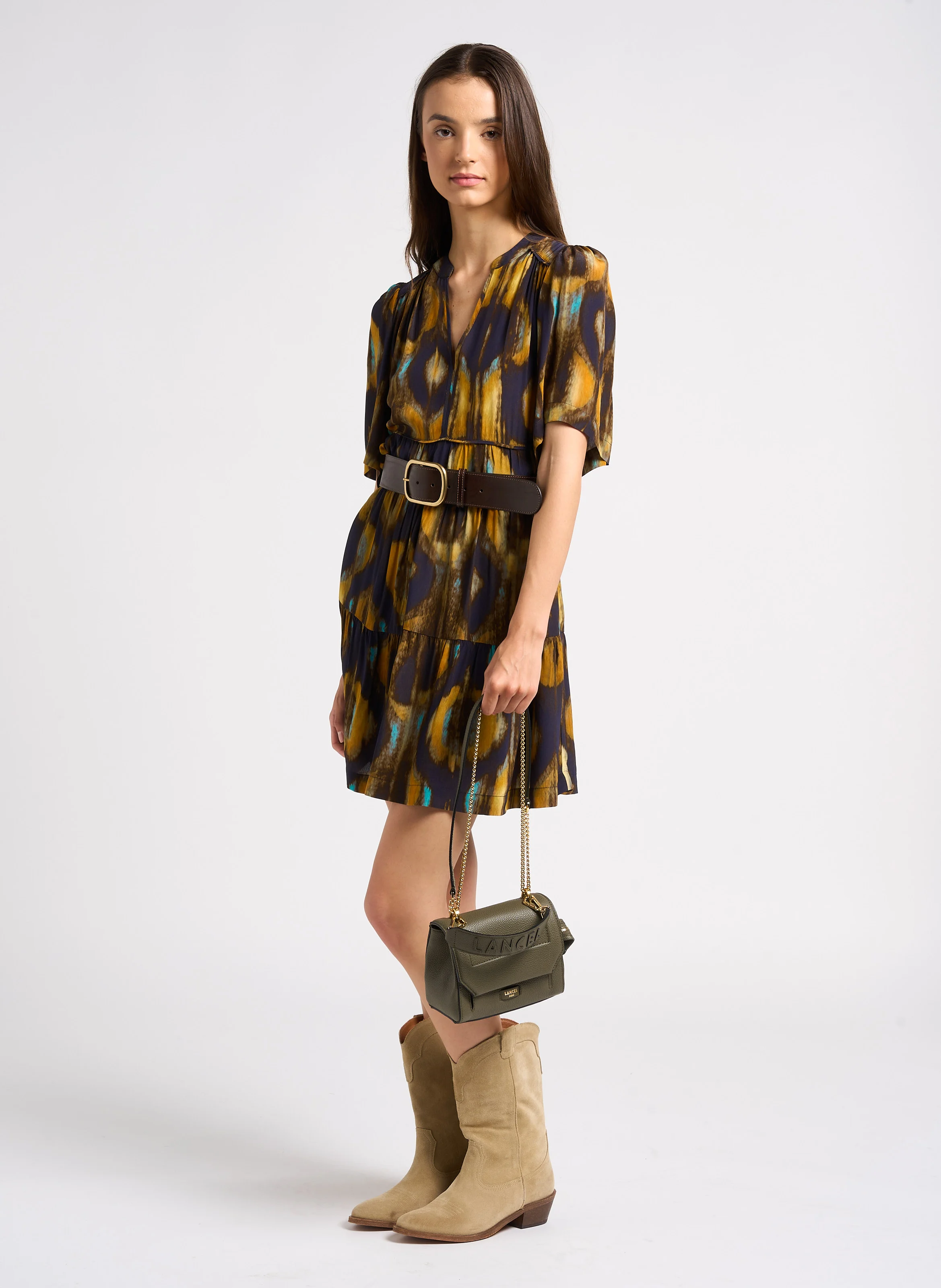 NINON S - Sac à rabat petit modèle en cuir grainé | Kaki
