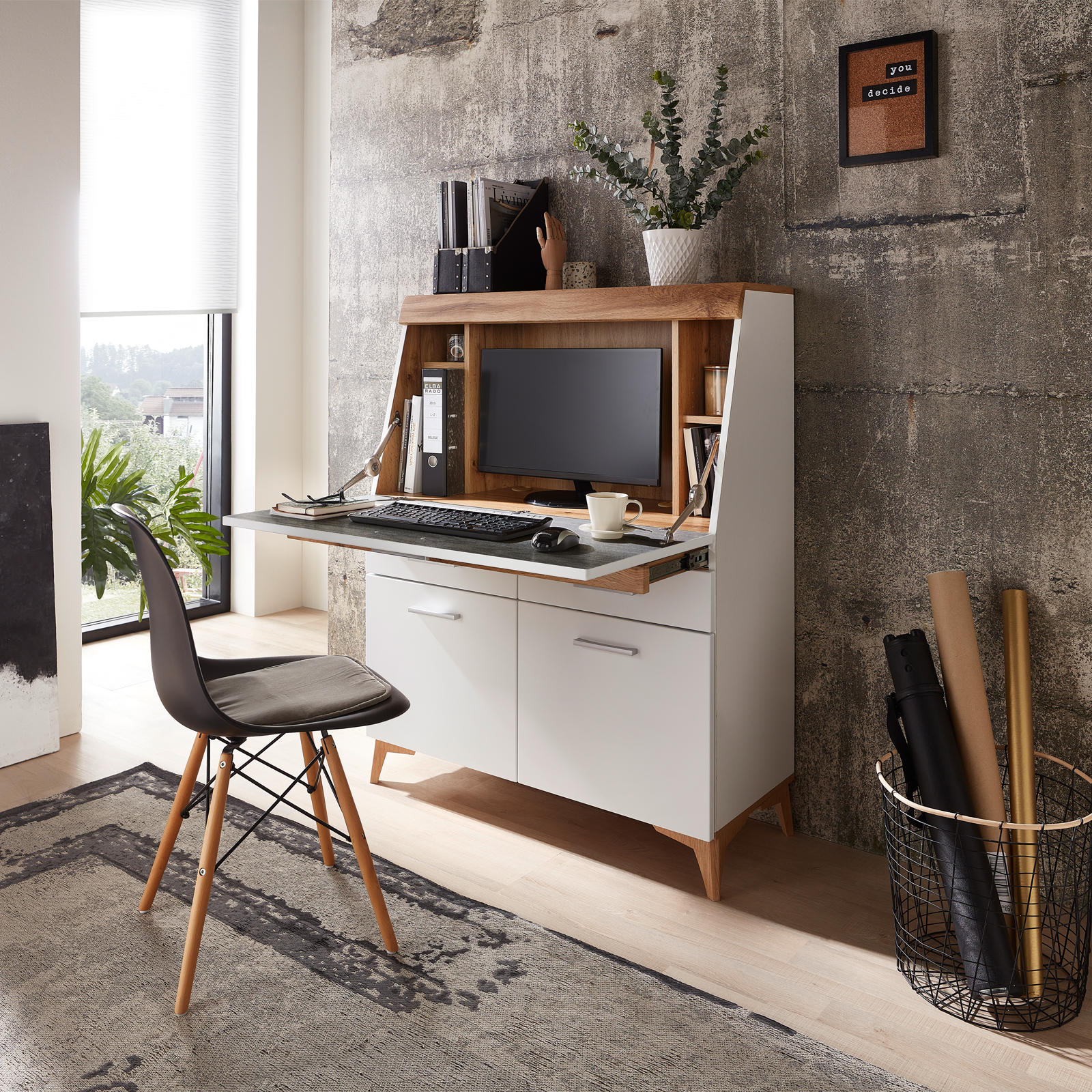 Sekträter - weiß-Eiche Altholz - 98 cm breit