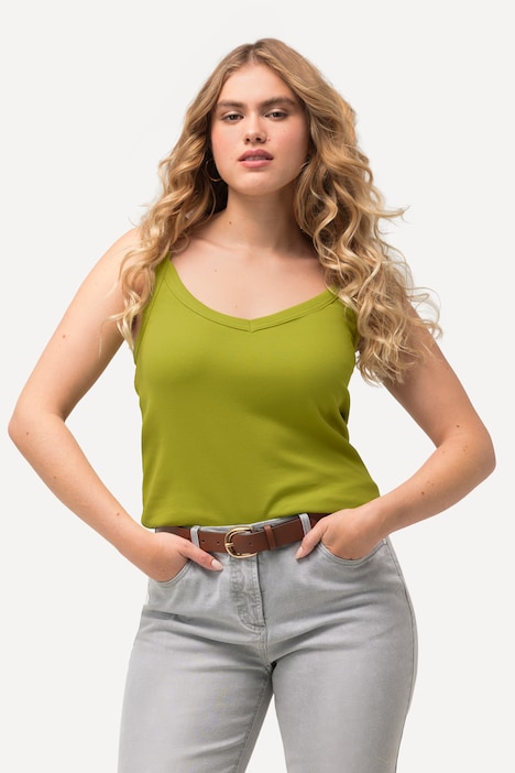 Ripptop, Slim, V-Ausschnitt, ärmellos, schmale Träger