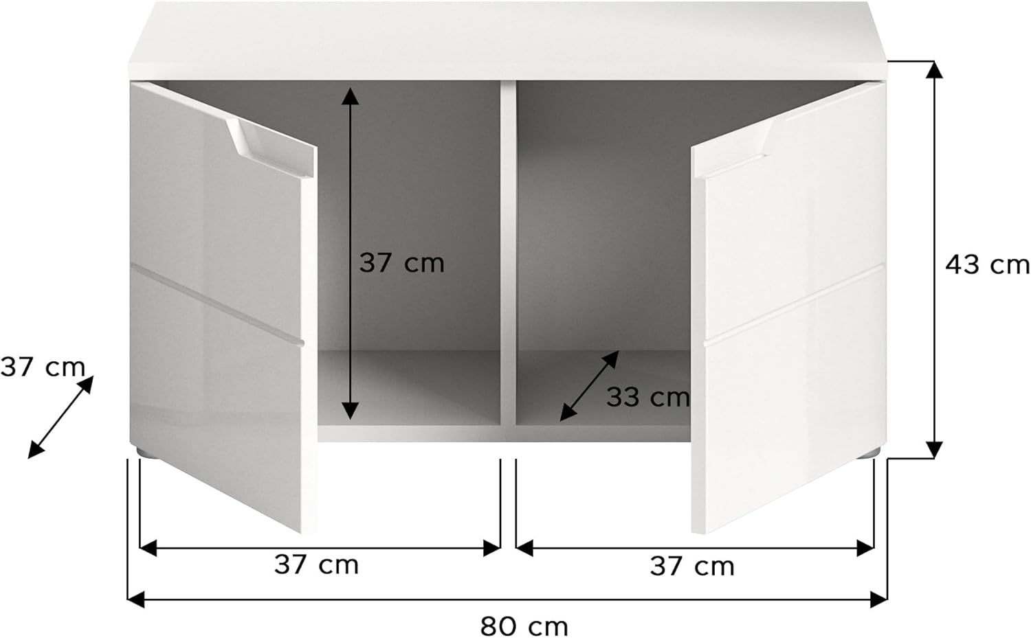 xonox.home - Sitzbank Solero 80x43x37 cm in Front weiß Hochglanz Tiefzieh Korpus weiß - Garderobenbank Flurbank Truhe - modern, praktisch und funktional