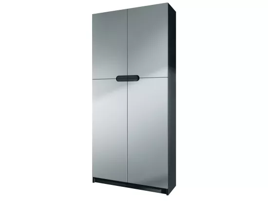 Armoire De Bureau Noir Mat Et Gris Clair Satiné(lxhxp) : 82 x 185 x 37