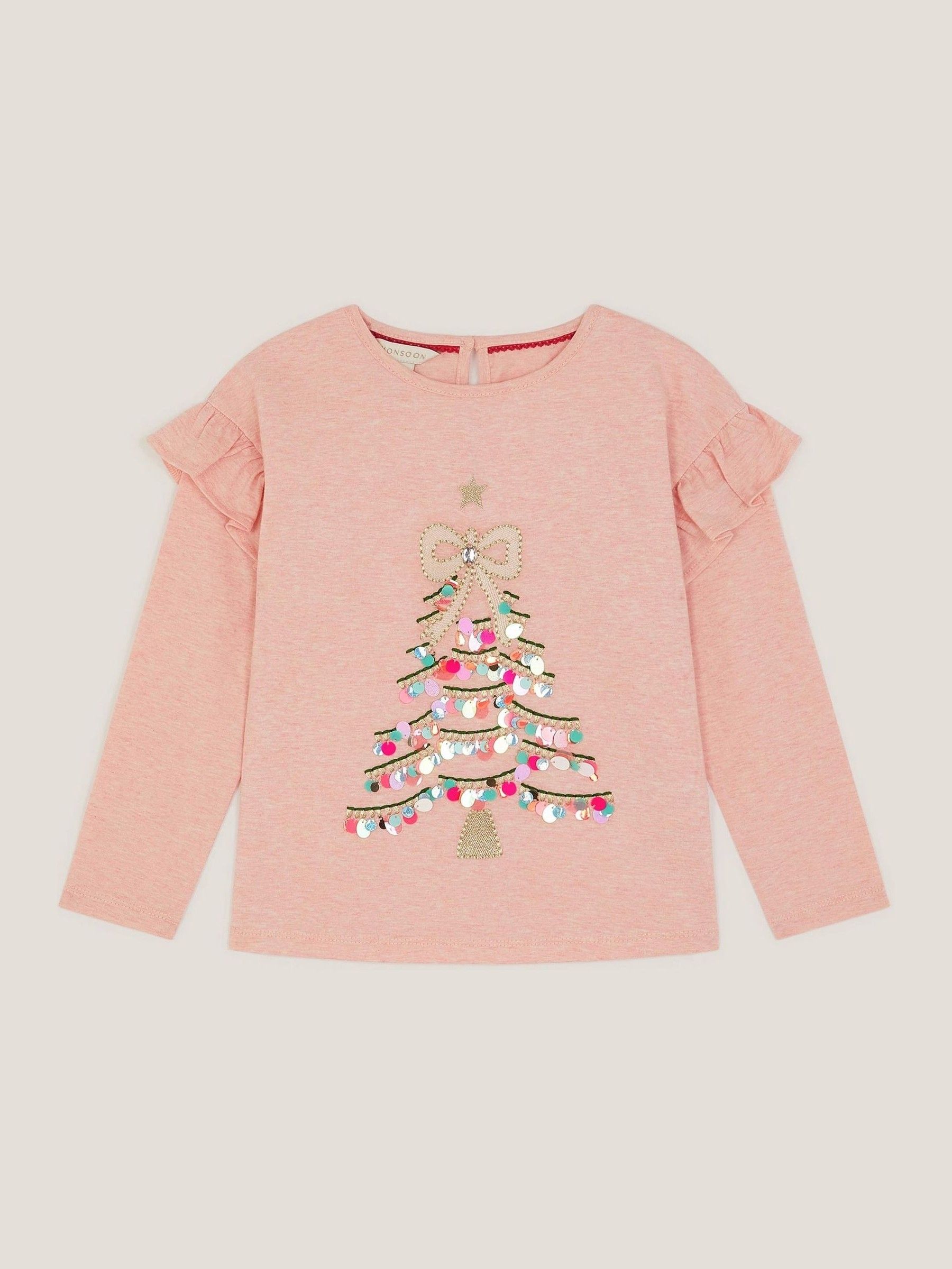 Monsoon Sequin Christmas Tree Long Sleeve Top
