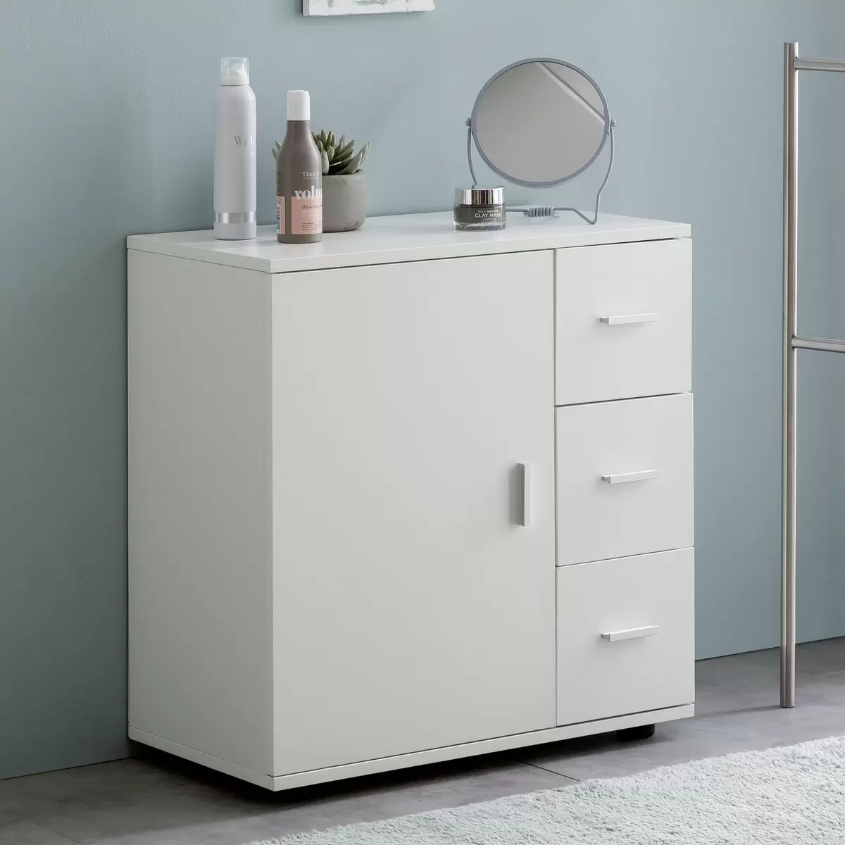 Kommode Almanera silber,weiss