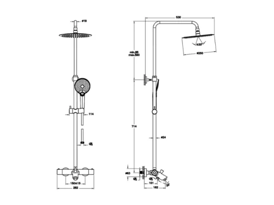 Colonne de douche ou bain douche thermostatique VITRA Aquaheat Bliss 250 + Nettoyant Briochin