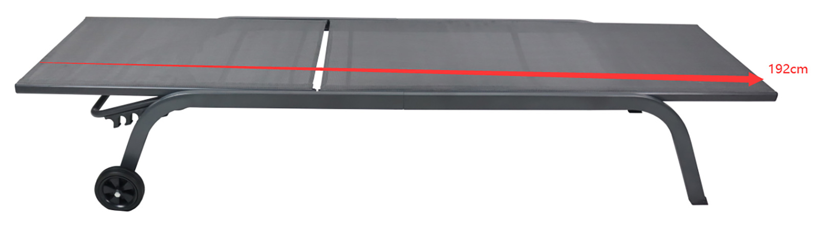 Liegestuhl - schwarz-grau - 192 cm - mit Rollen