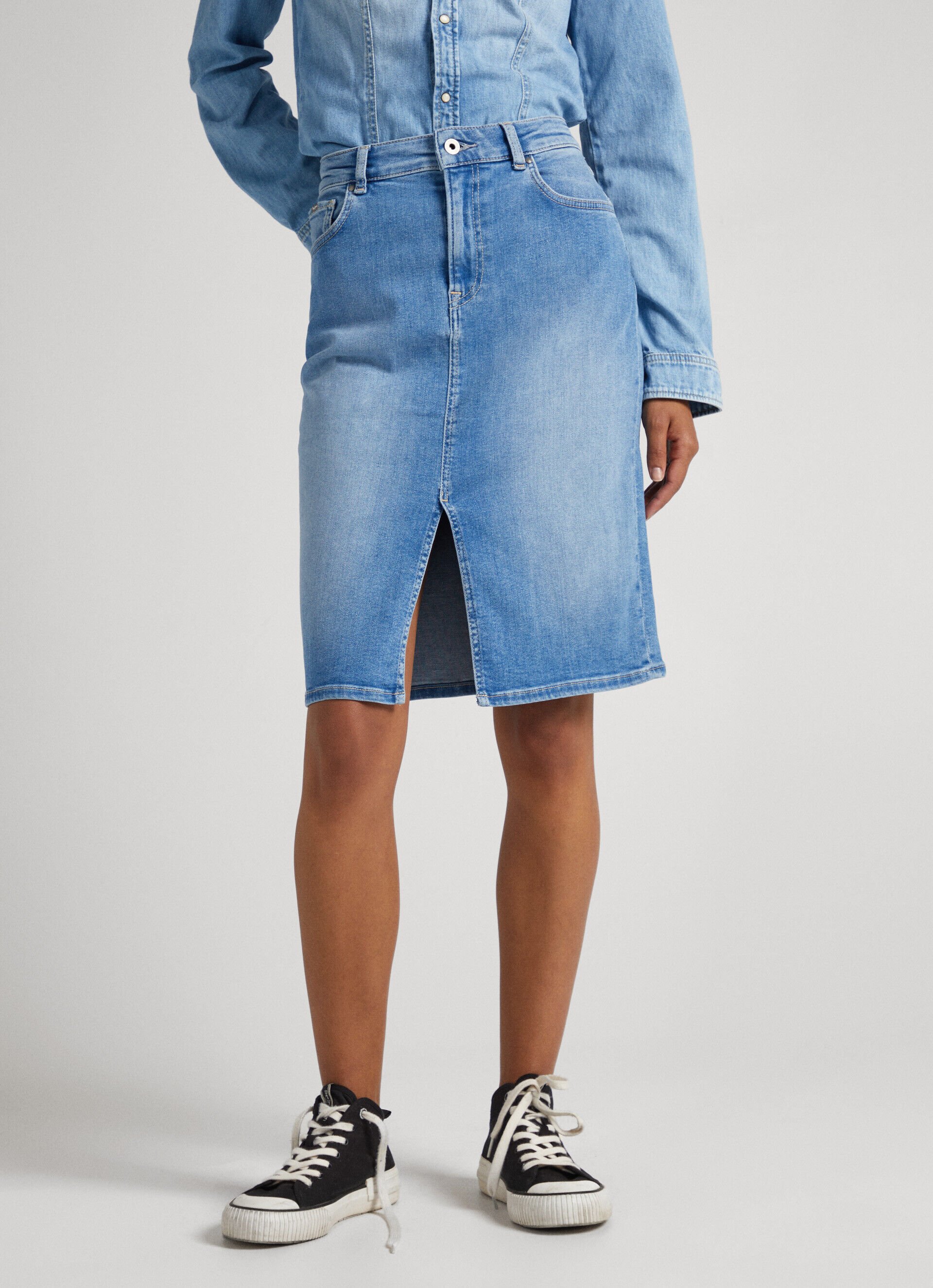 Saia jeans de corte regular - jeans