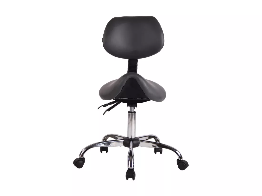 Tabouret de bureau - Similicuir & Métal chromé - Gris - Stuttgart