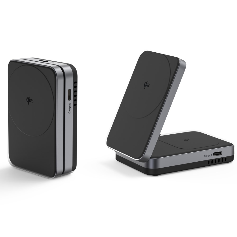 (15W) 2in1 Magnetisches Ladegerät Qi Wireless Charger Ladegerät Faltbare Ladestation für Apple iPhone / Apple Airpods - Schwarz