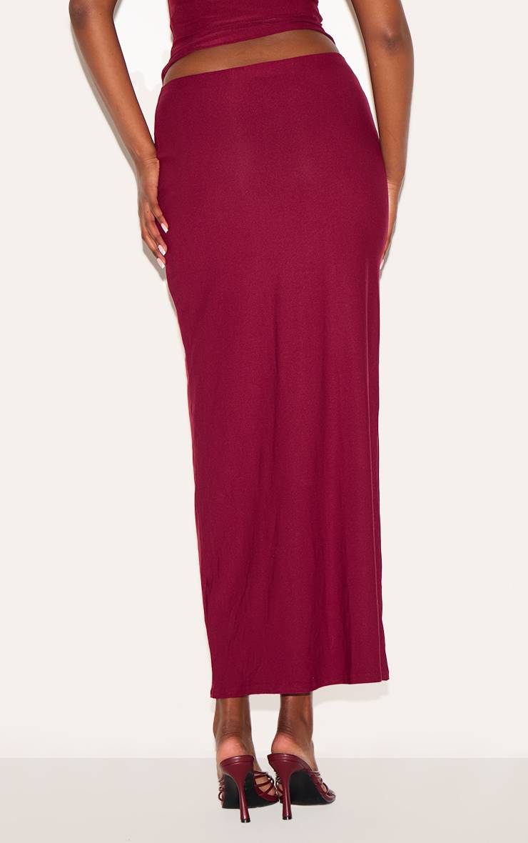 Rouge Bordeaux Jupe Longue Taille Mi-haute Toucher Doux