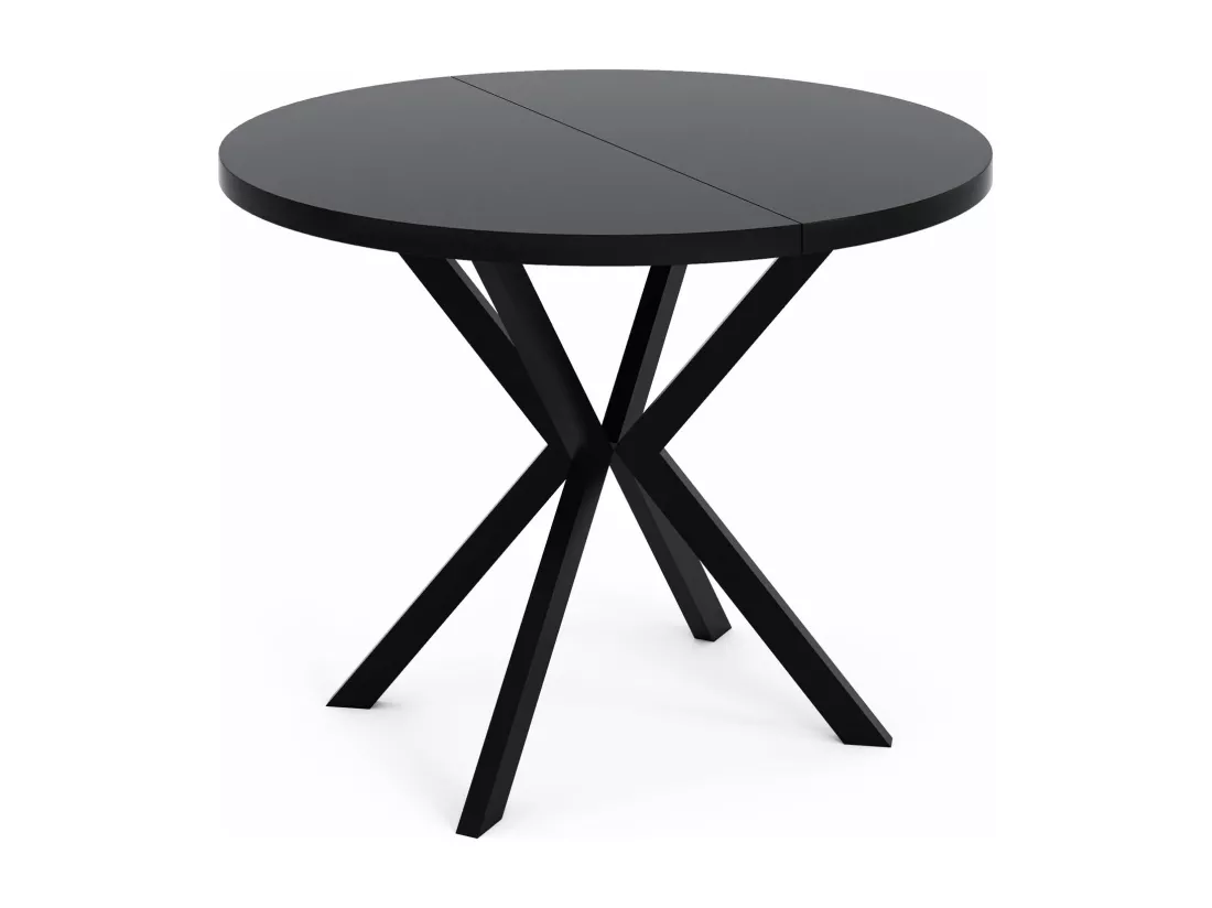 Table à Manger Extensible Ronde - Table Style Loft Avec Pieds En Métal - 120 à 200 Cm - Table Ronde Style Industriel Pour Le Salon - Compacte - Noir - 120 Cm