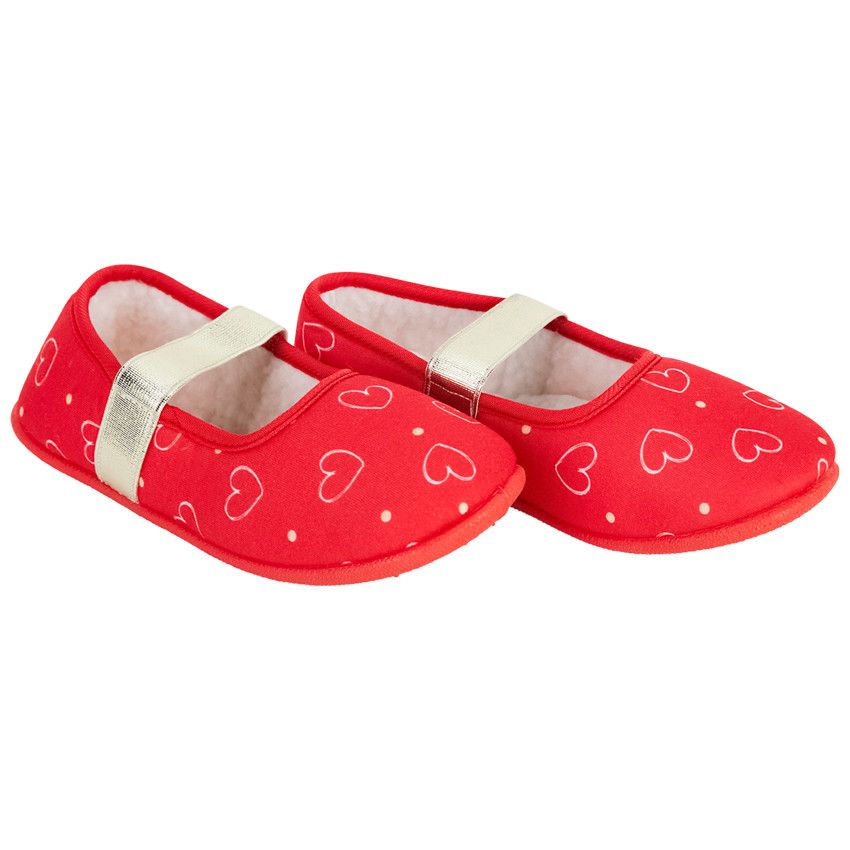 Chaussons babies imprimé cœurs pour fille - Rouge