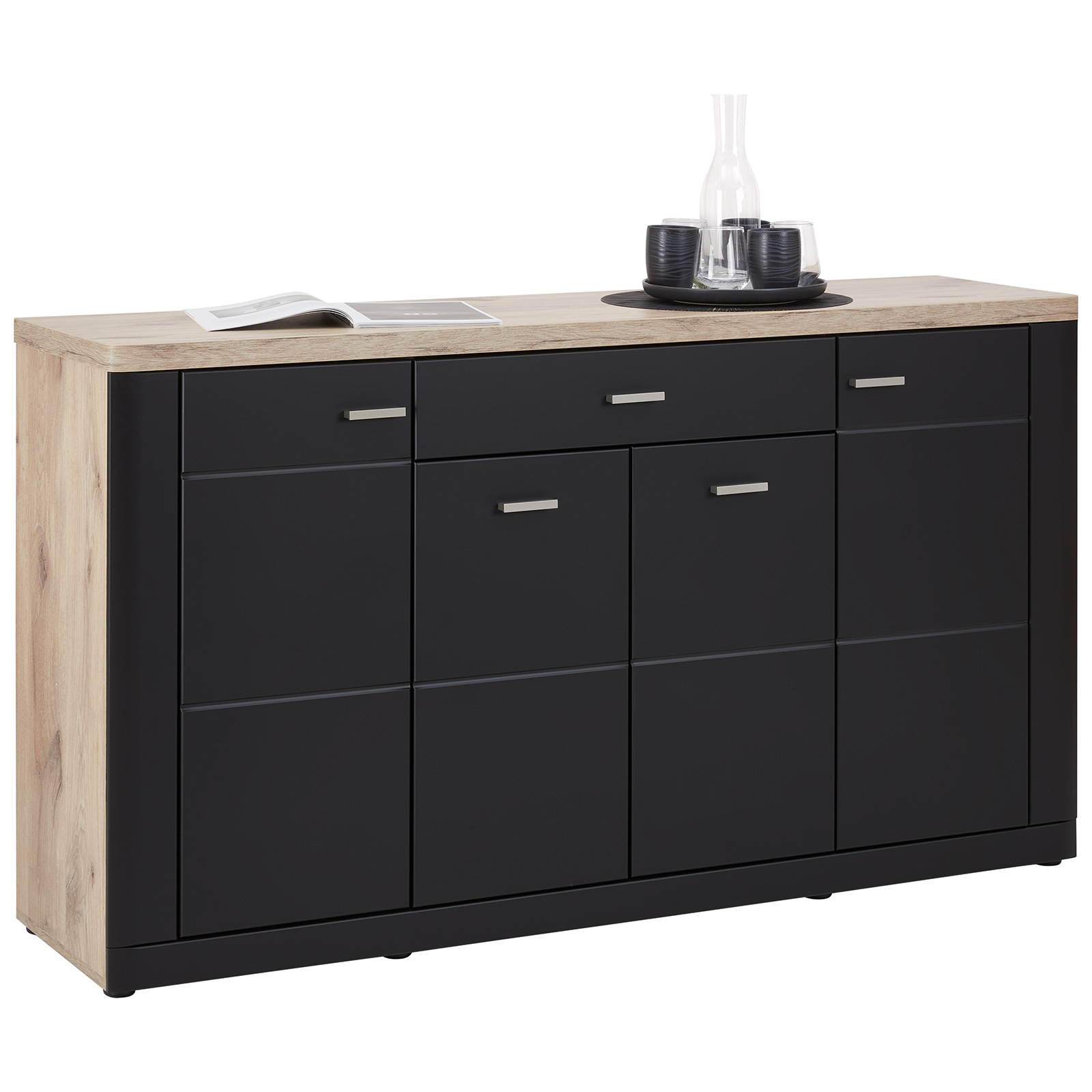 Sideboard GAME - Nox Oak-schwarz - 156 cm