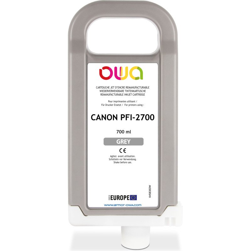 Cartouche d'encre traceur remanufacturable OWA - standard - Gris - pour CANON PFI-2700 GY