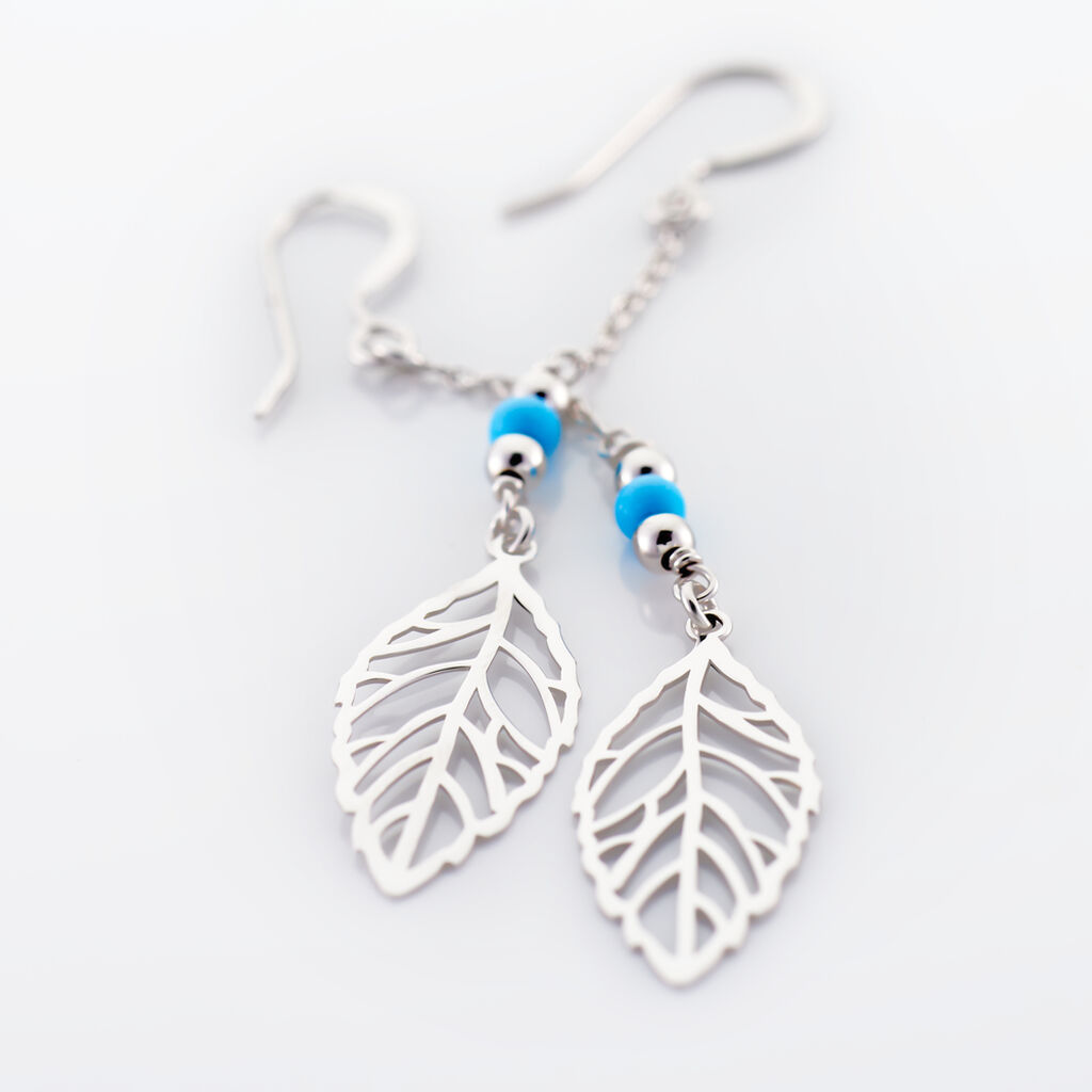 Boucles D'oreilles Pendantes Grethel Argent Blanc Turquoise