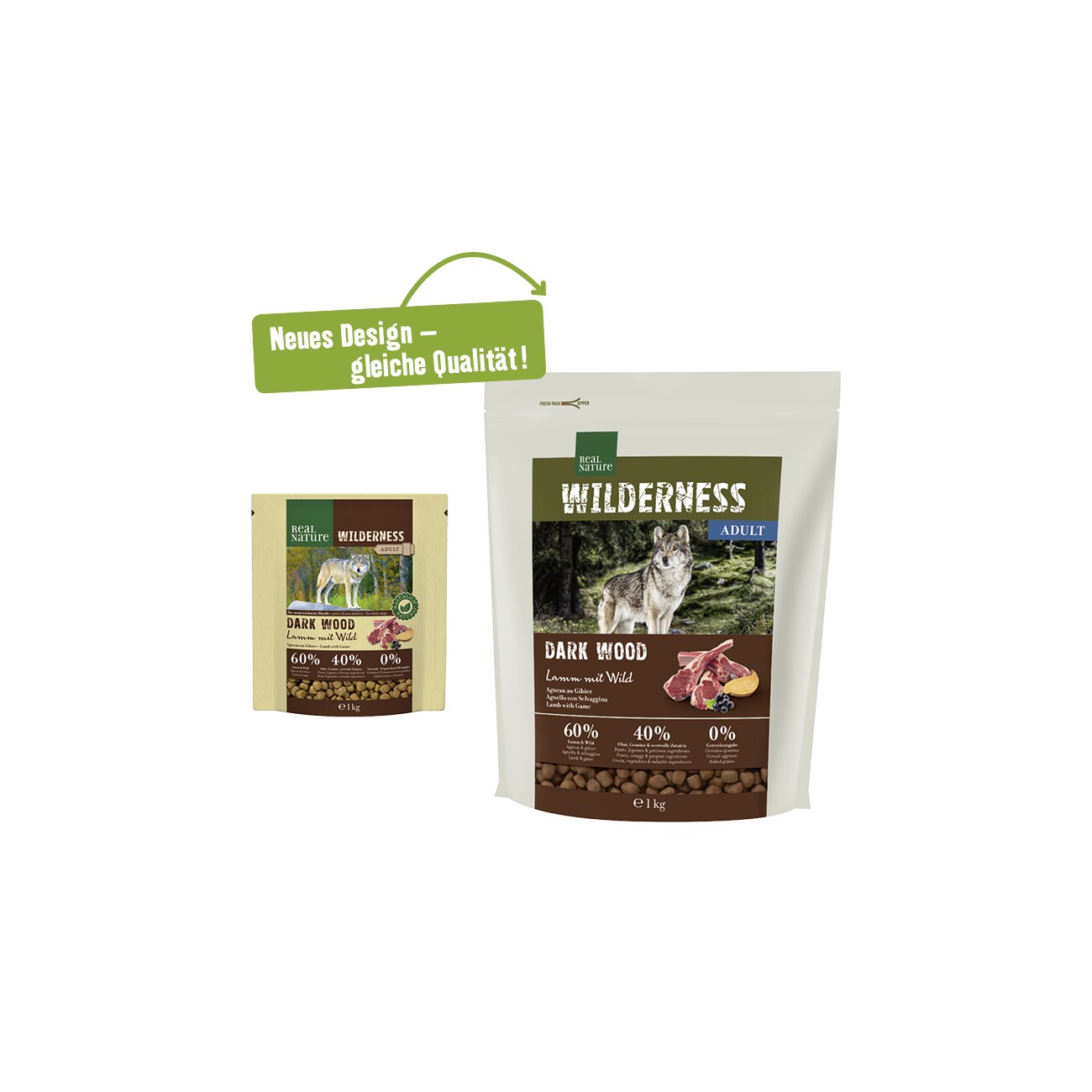 REAL NATURE WILDERNESS Trockenfutter Hund, Adult, Dark Wood Lamm mit Wild 1 kg