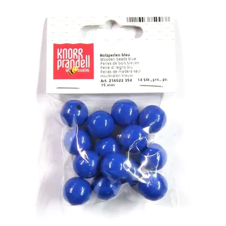 Knorr Prandell Holzperlen, 15mm, blau, 14 Stück