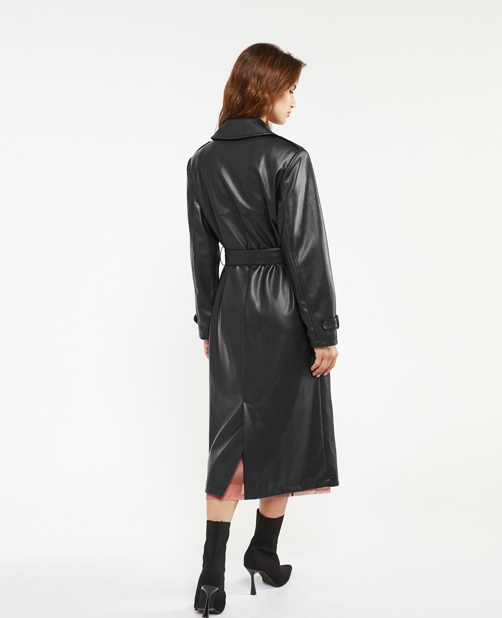 Trench long en simili - Noir