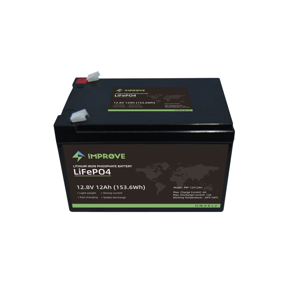 IMPROVE Lithium Batteri 12V 12Ah (LiFePO4) BMS 12A