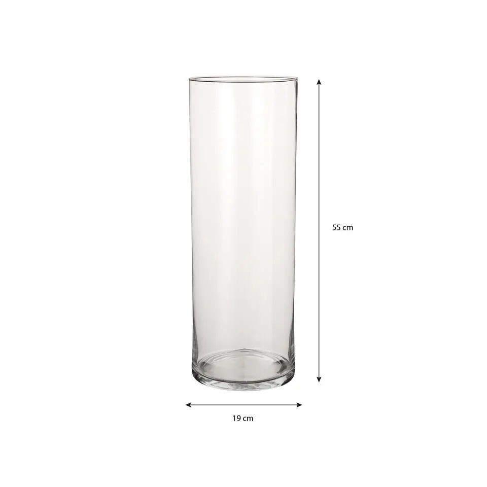 Mica Decorations Vaas - cilinder - glas - transparant - 55 cm