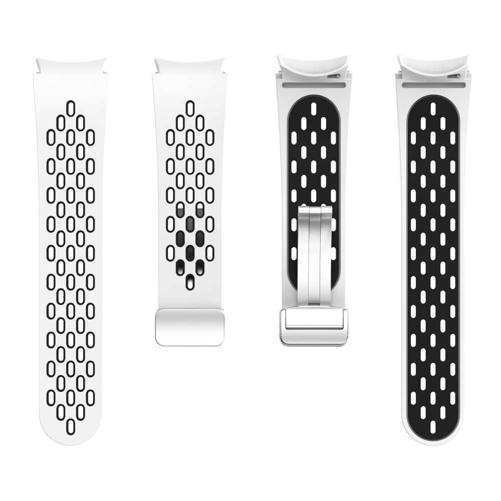 Samsung Galaxy Watch Active 2 (40mm) Ersatz Sport Dual Color Silikon Armband mit Magnetverschluss (Gelenkumfang: 180 - 240mm) - Weiss / Schwarz