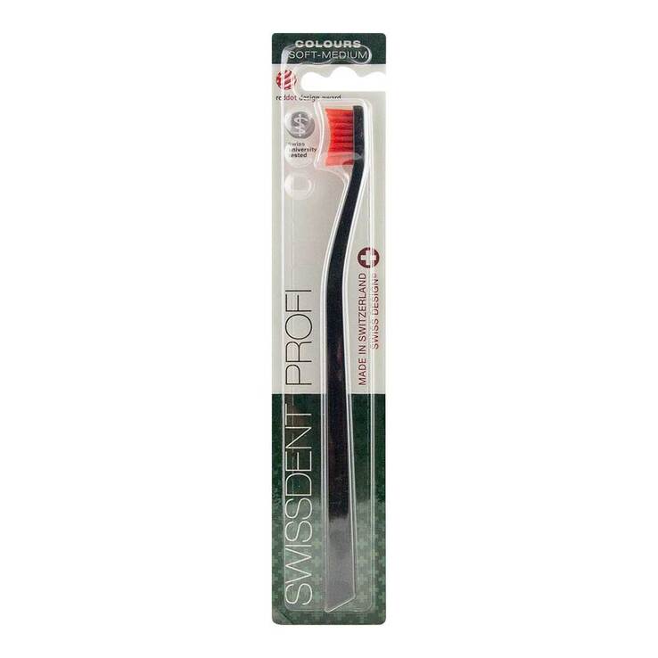 Swissdent Profi Colours Zahnbürste soft-medium schwarz / rot, 1 St