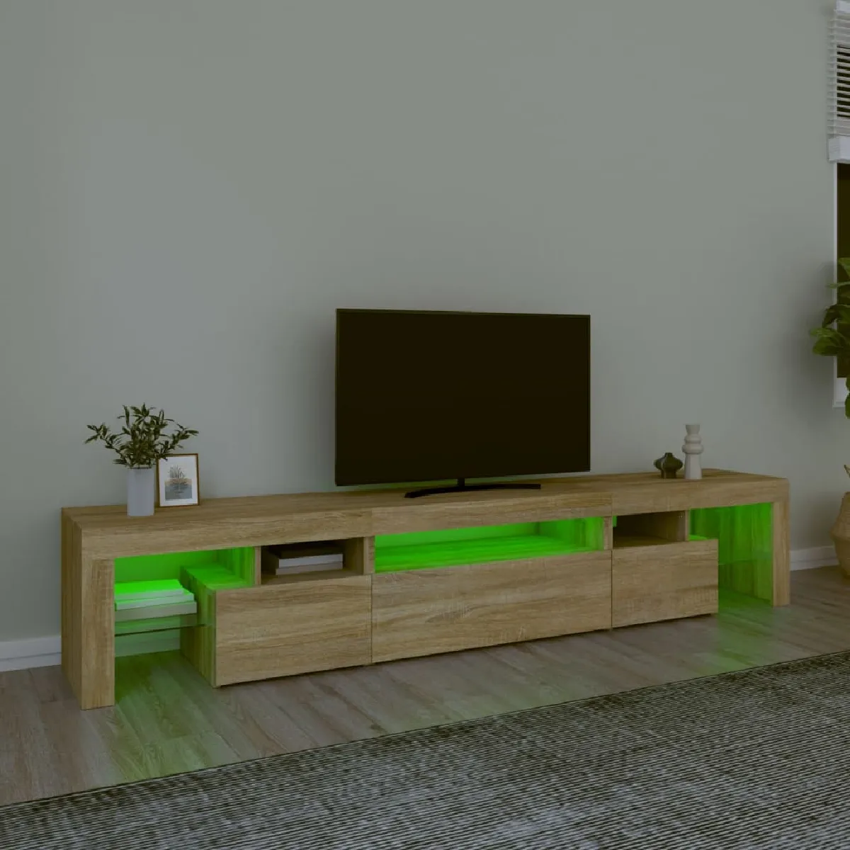 VIDAXL Meuble TV avec LED - Chêne sonoma