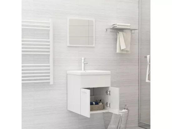 Ensemble de meubles de salle de bain Blanc brillant Aggloméré