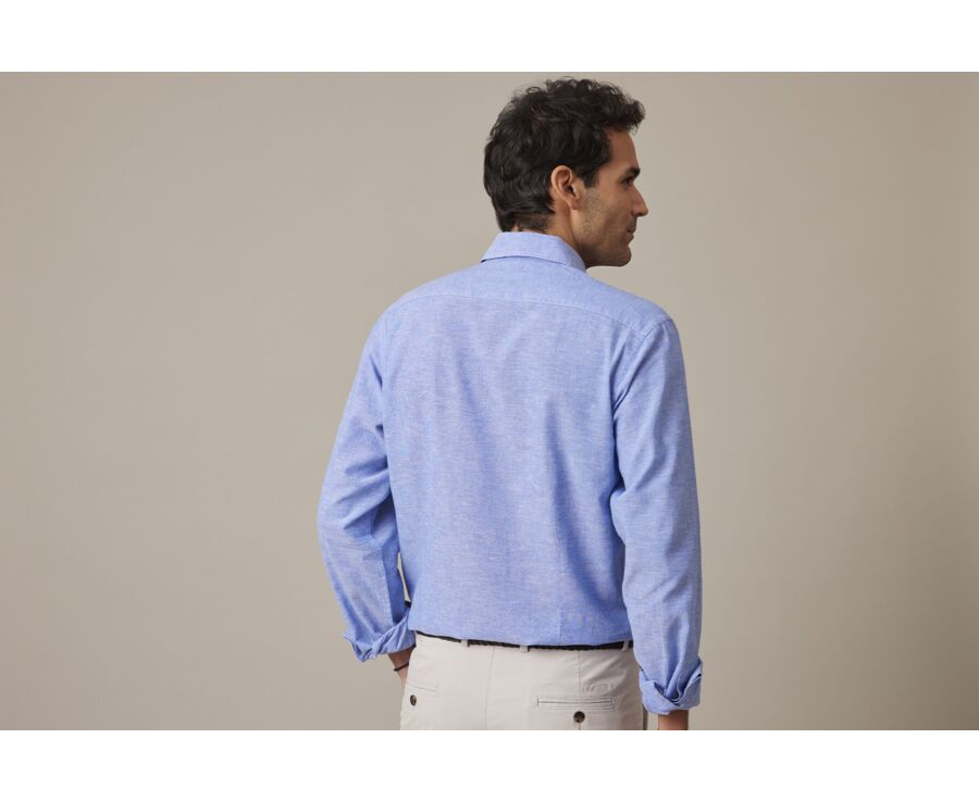 Chemise homme coton/lin Chambray Bleu Océan - SIPHÉRIN