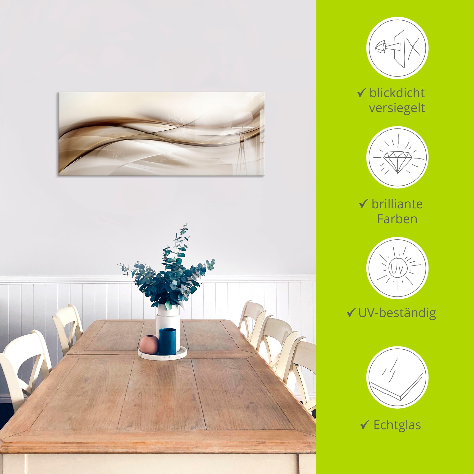 Artland Glasbild »Braune abstrakte Welle« Muster 1 Stk. tlg.